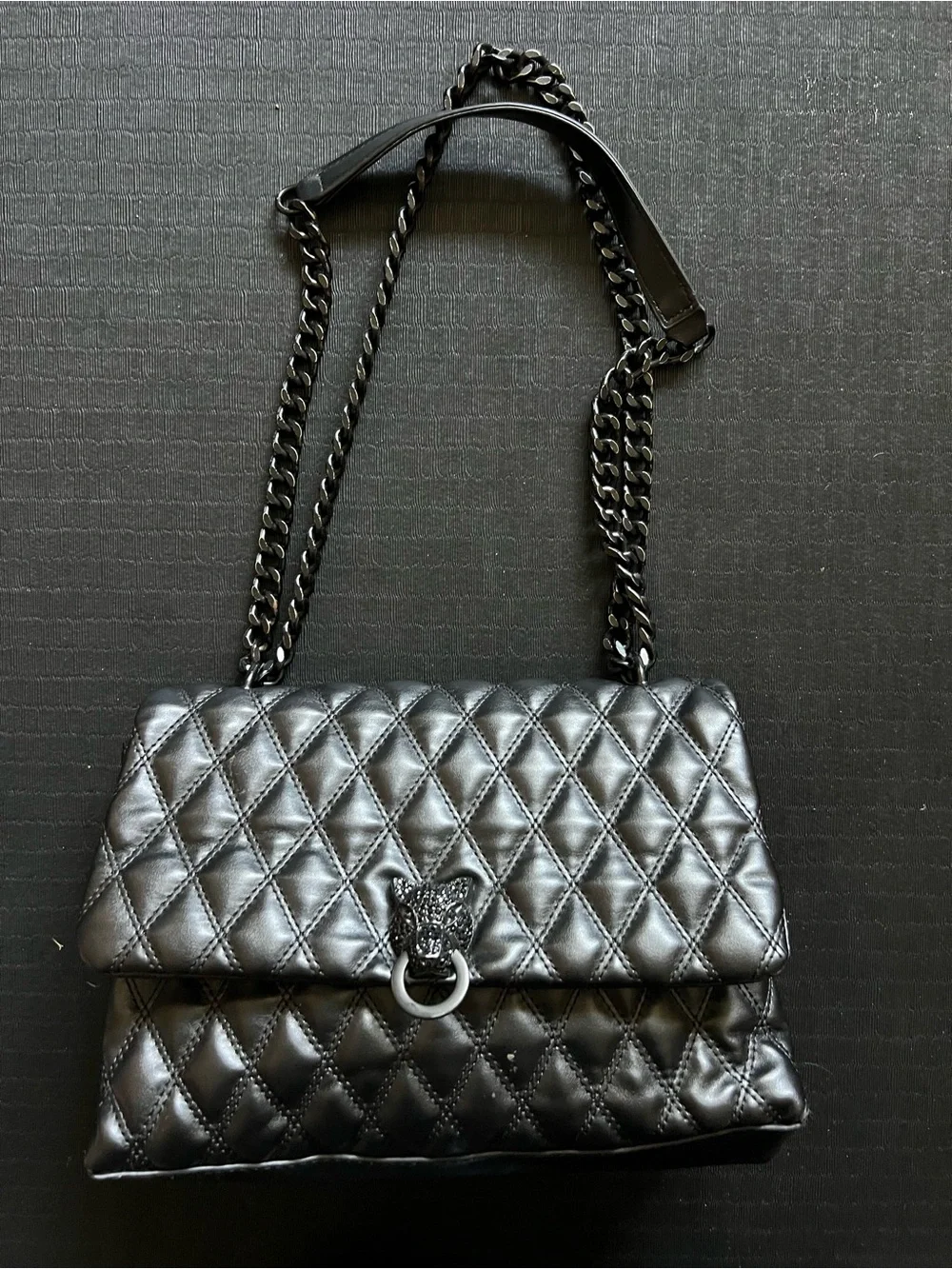 Quilted Black Chain-Handle Shoulder Bag